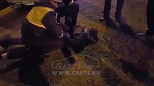 Момент задержание пьяного водителя в Тюмени