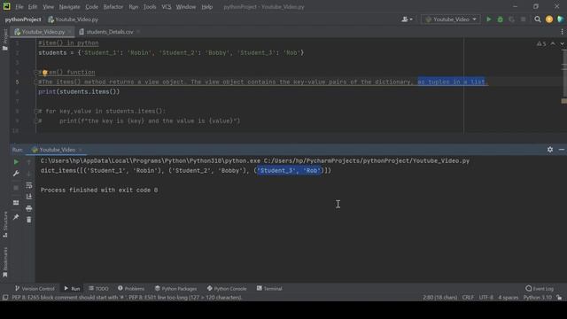 Items() function  in python