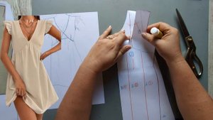 Платье с подрезной кокеткой под грудью. Свободный силуэт. Моделирование. Выкройка № 1208