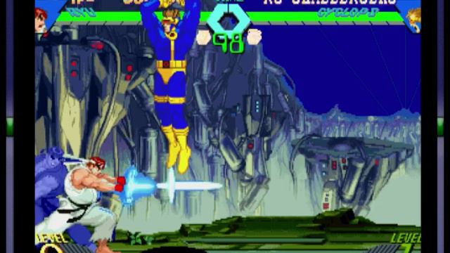 X-Men vs. Street Fighter (PS1 / PlayStation) -Ryu Vs Cyclops And Ending- Vizzed.com GamePlay смотреть онлайн