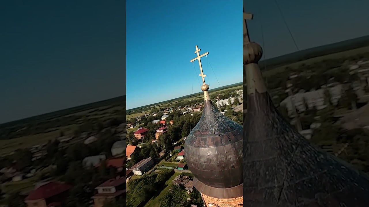 старая заброшенная Церковь с коптера, кадры из кино