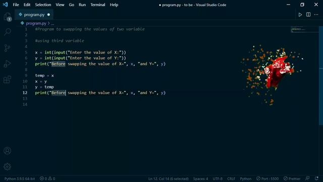 Swapping of two number in python | Python program to swap two variable | #PythonTutorial #EICS