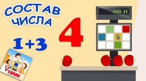 Состав числа 4. Математика для детей. Папа v теме