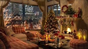 Christmas Vibes ?️ | Night Living Room Ambience with Jazz ? Christmas Jazz Music | Relax, Sleep