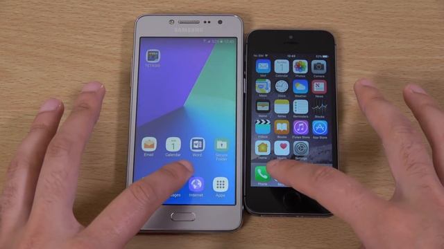 Samsung Galaxy J2 Prime vs iPhone 5S iOS 10.2 - Speed Test! смотреть онлайн