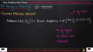 L11: 2D Array Introduction | Row & Column Major Address | Examples | Data Structures Lectures Hindi