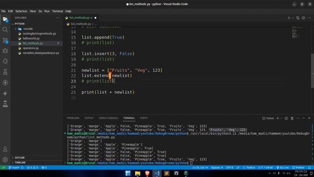 Mastering Python Lists: Practical Implementation of List Methods | Python 3 Basics Explained