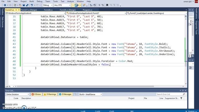 C# DataGridView Header Tutorial [ with source code ]