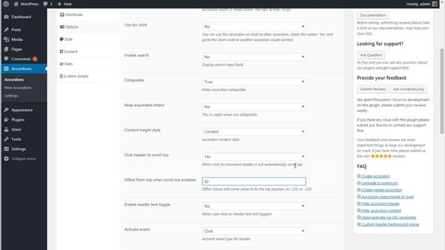 FAQ plugin WordPress - click header to scroll top смотреть онлайн
