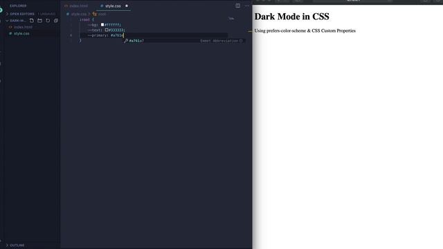 Dark Mode using prefers-color-scheme & CSS Custom Properties - Web Development Tutorial