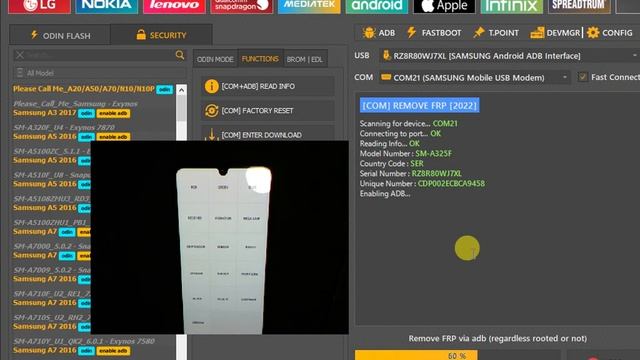Samsung SM-A325F Galaxy A32 Удалить гугл аккаунт / Unlocktool