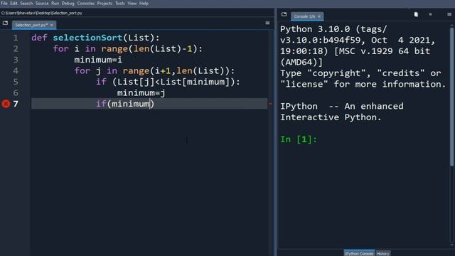 120. Selection Sort in Python with Example Code || Sorts an Array by Finding the Minimum Element