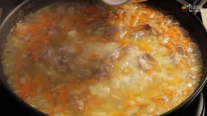 Гуляш из куриных желудков