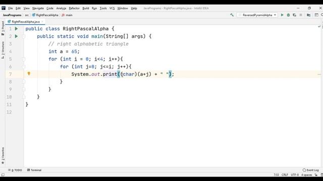 Pattern 21 - Java program to print Right Pascal's Alphabetic Triangle || Java Pattern Programs смотреть онлайн