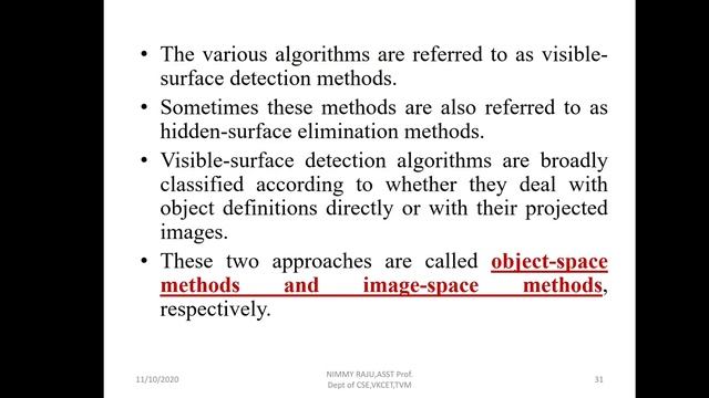 Visible Surface Detection Algorithms /Object space method snd Image space method/Module 5 смотреть онлайн