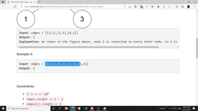 LeetCode 1791. Find Center of Star Graph | Medium | ? Weekly Contest 232 |  Algorithm Explained |C+