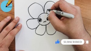 CUTE FLOWER DRAWING || HOW TO DRAW A KAWAII DAISY FLOWER EASY