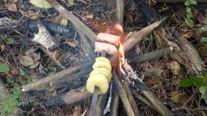 Грибы дождевик жемчужный.Испытание самодельного ножа испытание-жарим сосиски на костре-береста сбор