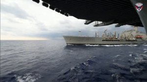 USS Gerald R. Ford and HMS Duncan Action Together in the Mediterranean Sea