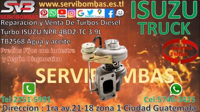 Turbo isuzu NPR 4BD2-TC 3.9L TB2568 Guatemala смотреть онлайн