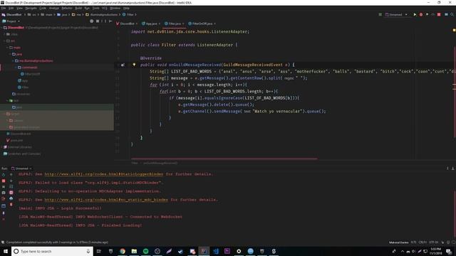 Java Discord API(JDA) ep. 6 - Filter Bot смотреть онлайн
