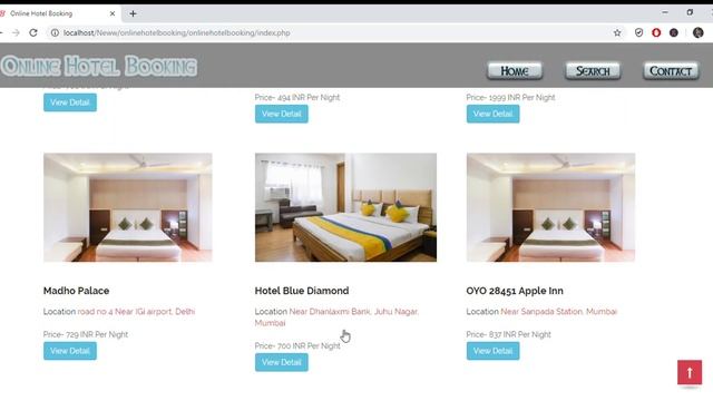 Online Hotel Booking Project in PHP and MySQL