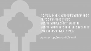 Город как многомерное пространство: взаимодействие и взаимопроникновение различных сред || Д. Лысый