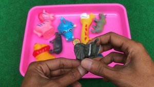 Учите английский Животные, лев, крокодил, слон, носорог, бегемот, кролик, зебра, жираф, утка