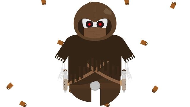 Он был ковбоем? Анимация - стрелок скелет