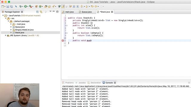 Java #2 - Queue & Stack Implementation Tutorial - Linked List Programming Explained from Scratch