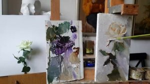 Белая роза. Живопись маслом. Как написать розу всего в четыре краски.