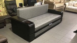 Диван Даллас со столиком и ящиками в подлокотниках на металлокаркасе