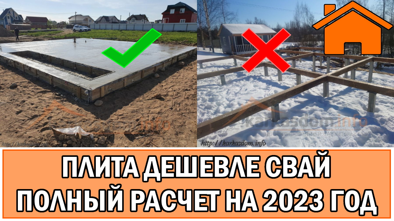 Kd.i Плита дешевле свай! полный расчёт на 2023 год.