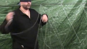 Посадка трёхстенной сети из капрона с завязанными глазами