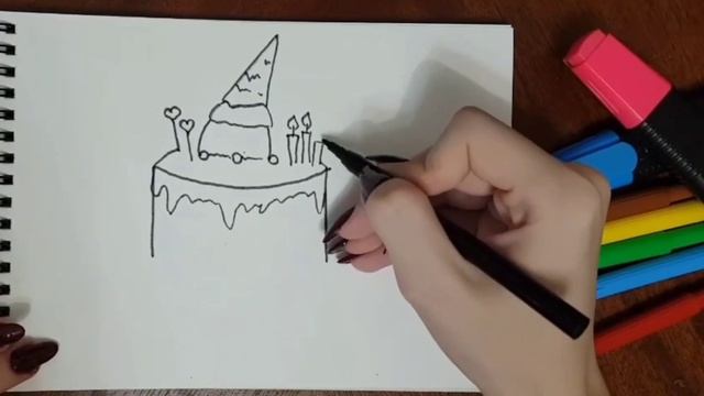How to draw a Birthday Cake/ Как нарисовать тортик ? смотреть онлайн