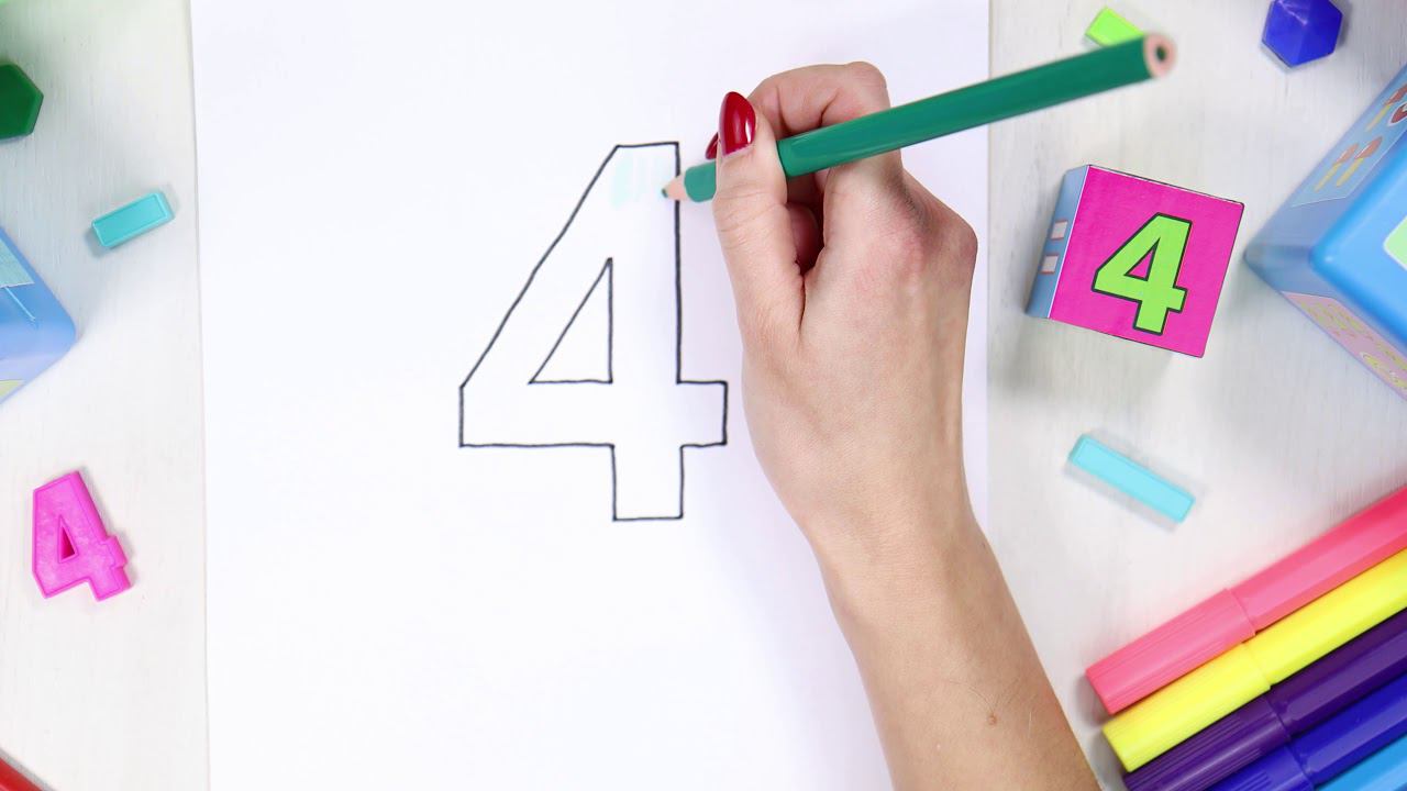 Цифра 4. Вивчаємо цифру чотири, розвиваюче відео. Вчимо цифри смотреть онлайн