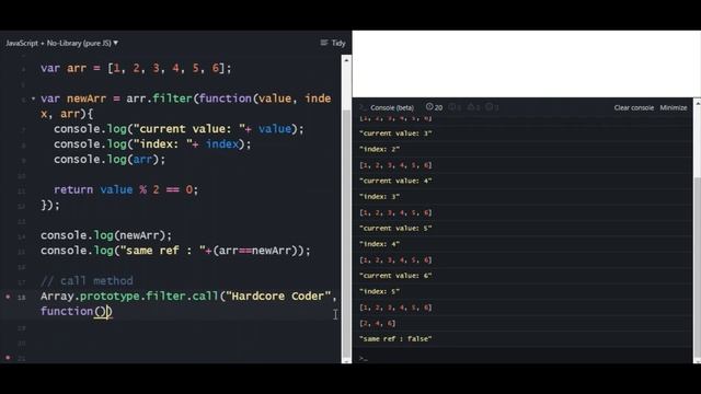 JavaScript array filter method