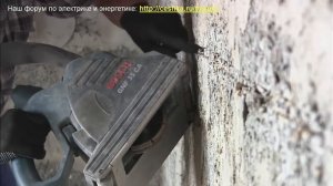 Арболит- штрабление под электропроводку.