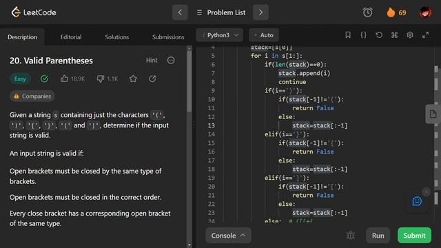 Daily Leetcode Challenge | Day 10 | Valid Parentheses