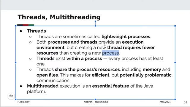 Threads in Java, Process, Threads, Multithreading