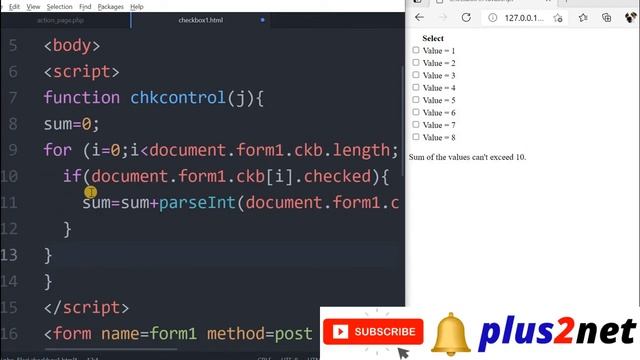 Limiting number of selection user can check from a group based on associated value of each checkbox смотреть онлайн
