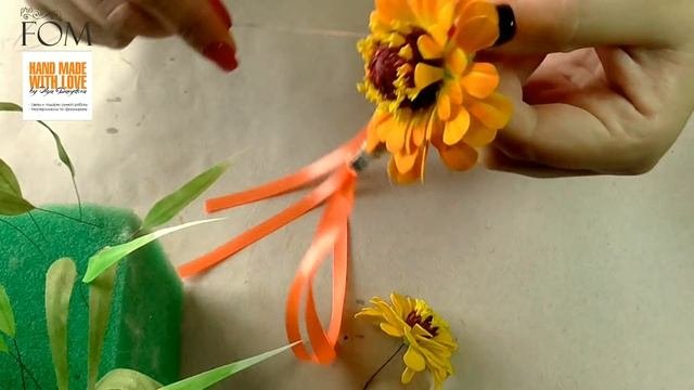 ProFom/ПроФом/ Браслет ручной работы с цветами из фоамирана. О. Давыдова\ Цинии из фоамирана
