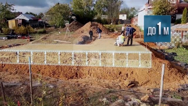 Процесс строительства фундамента монолитная плита толщиной 1 метр.