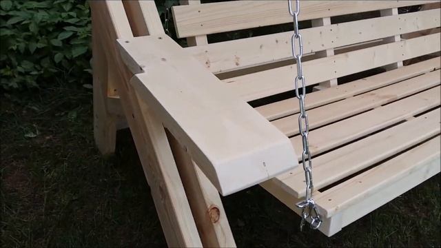 Садовые качели Сенди Л ПК8 некрашеные с зимней крышей. Видео от клиента смотреть онлайн
