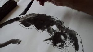 Как нарисовать кошку на рисовой бумаге. Быстрая живопись с Александром Журавлевым.