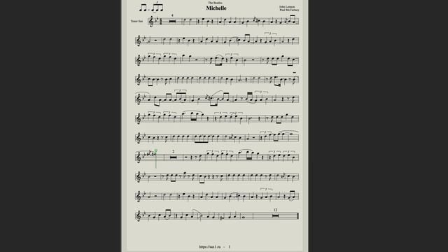 The Beatles - Michelle (Ноты для саксофона Тенор) смотреть онлайн