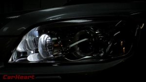 Chevrolet Captiva C100, установка двухрежимных светодиодных ламп Morimoto