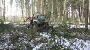 Трелёвка на тракторе ЮМЗ