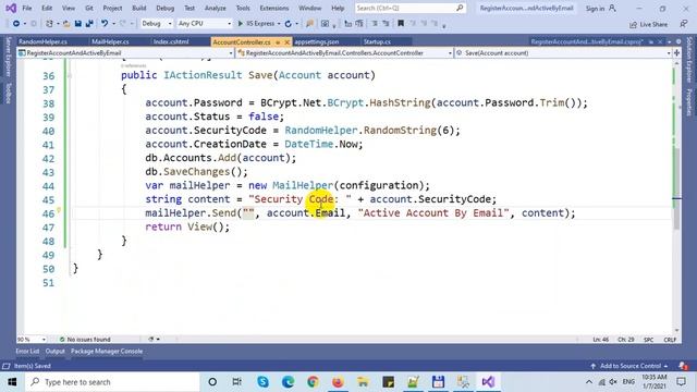 Account Registration and Activation by Email in ASP.NET Core MVC and Entity Framework Core
