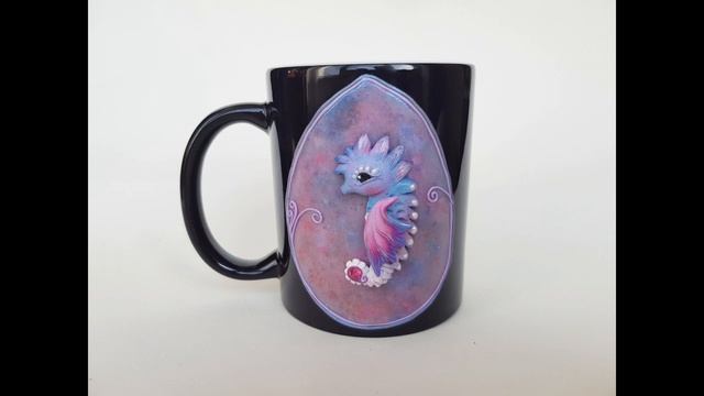 Магическая черная кружка "Морской конек" из полимерной глины. Чашка хамелеон на подарок от AnneAlAr смотреть онлайн